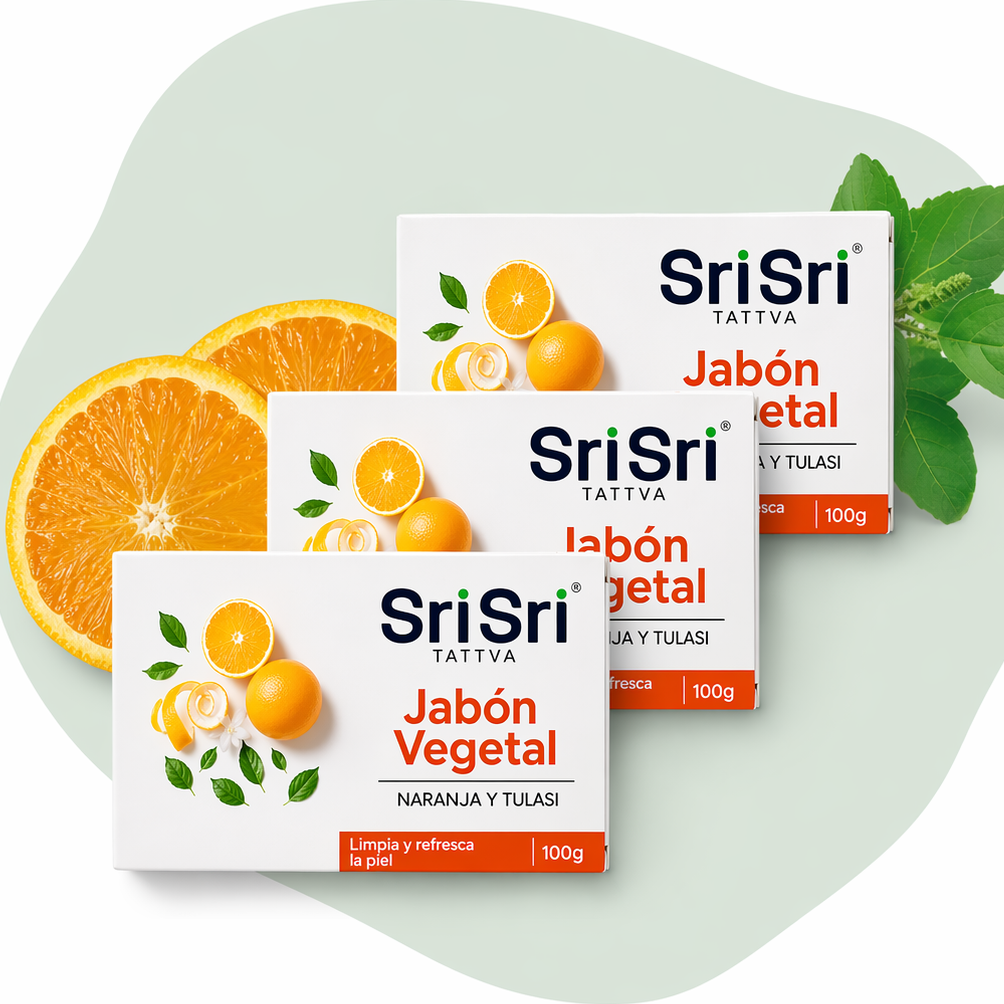 Jabón Vegetal Naranja y Tulasi - Pack x3