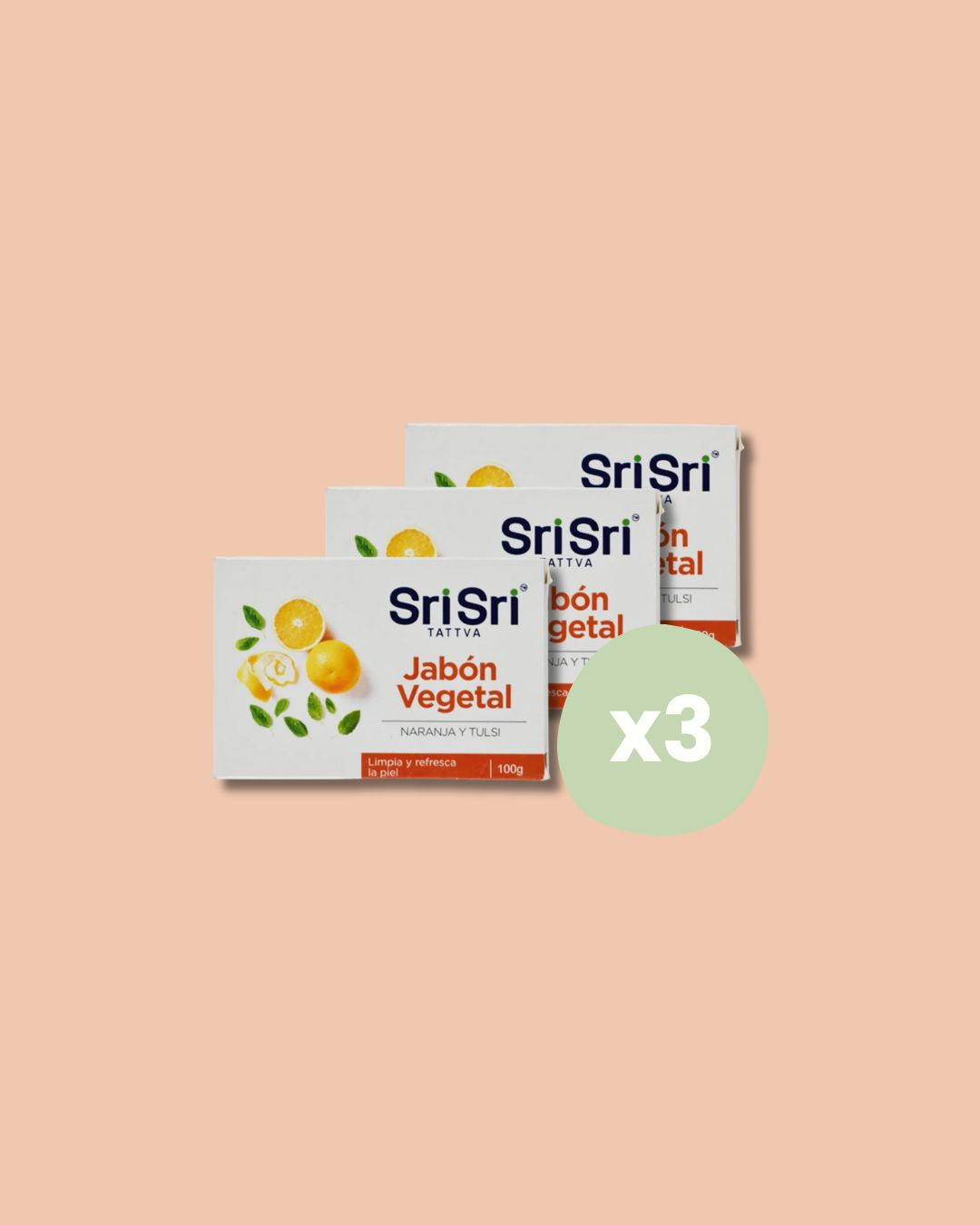 Jabón Vegetal Naranja y Tulasi - Pack x3